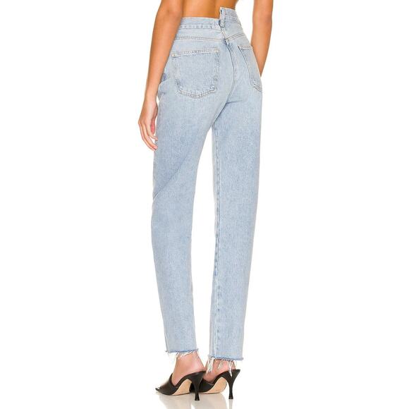 Agolde Criss Cross Straight Frayed High Rise Denim Jeans Button Fly Size 26 - Picture 2 of 13